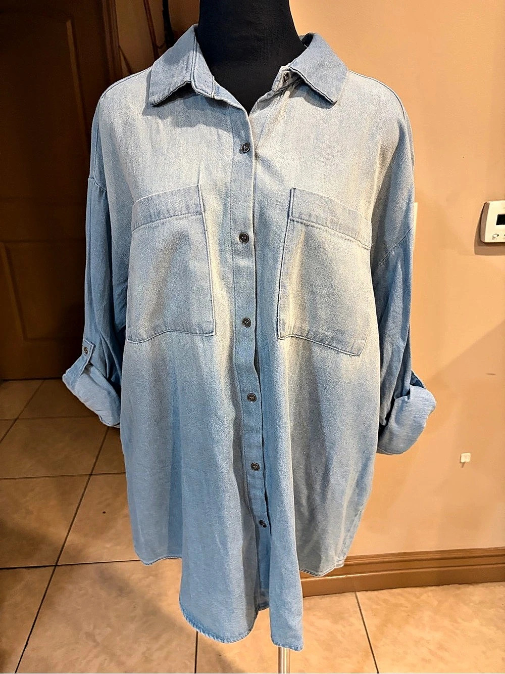 L.I.F.E. Women's Cotton Button Down Shirt in Blue